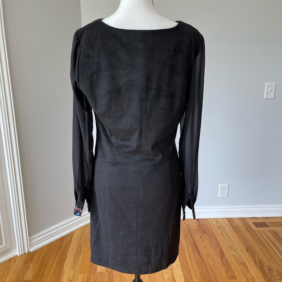 Desigual black dress with sheer sleeves and embroidery work size 10 formal NWT - Picture 4 of 16